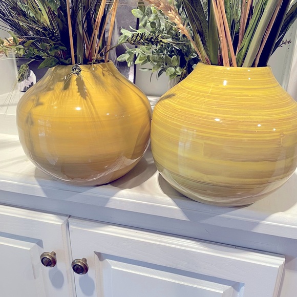 Laura Park Yellow Bamboo Planter (2) - Picture 5 of 6